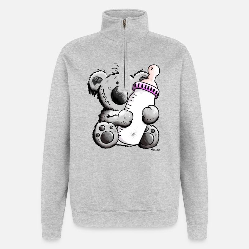 Bébé koala - Sweat à zip 1/4 - gris chiné