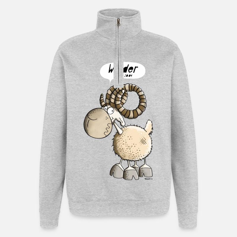Lustiger Wilder Widder I Sternzeichen Geschenk - Quarter-Zip-Sweatshirt - Grau meliert