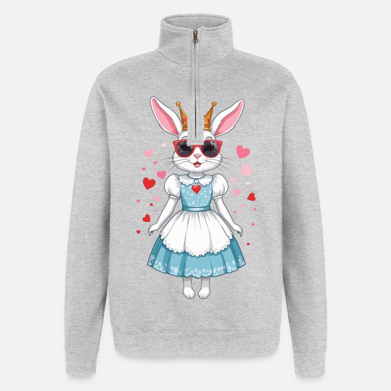 Mignon Lapins Princesse - Sweat à zip 1/4 - gris chiné