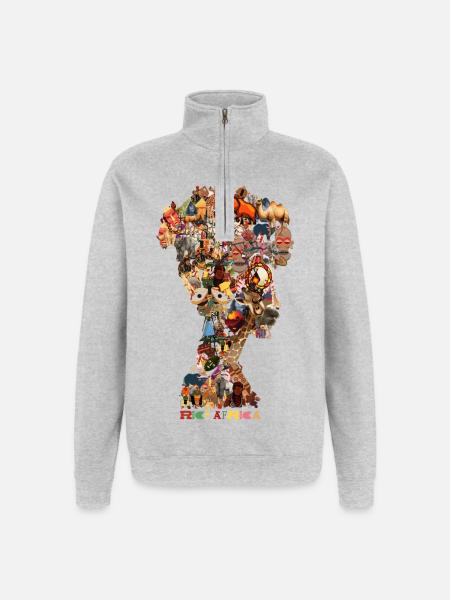 Een vorm die alles uit Afrika draagt - Sweatshirt met 1/4-rits - grijs gemêleerd