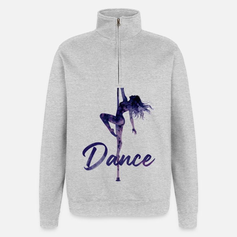 Pole Dance Silhouette – Elegant Pole Art - Quarter-Zip Sweatshirt - heather grey