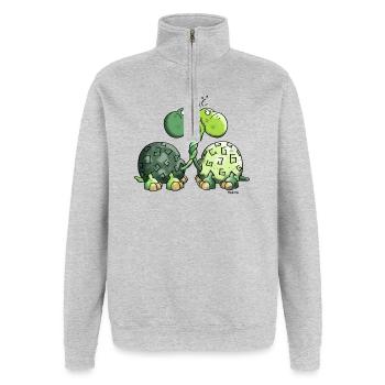 Süße Schildkröten - Schildkröte - Quarter-Zip-Sweatshirt - Grau meliert - Vorne - AI Model Female 172 light (172cm) & AI Model Male 178 dark (178cm)