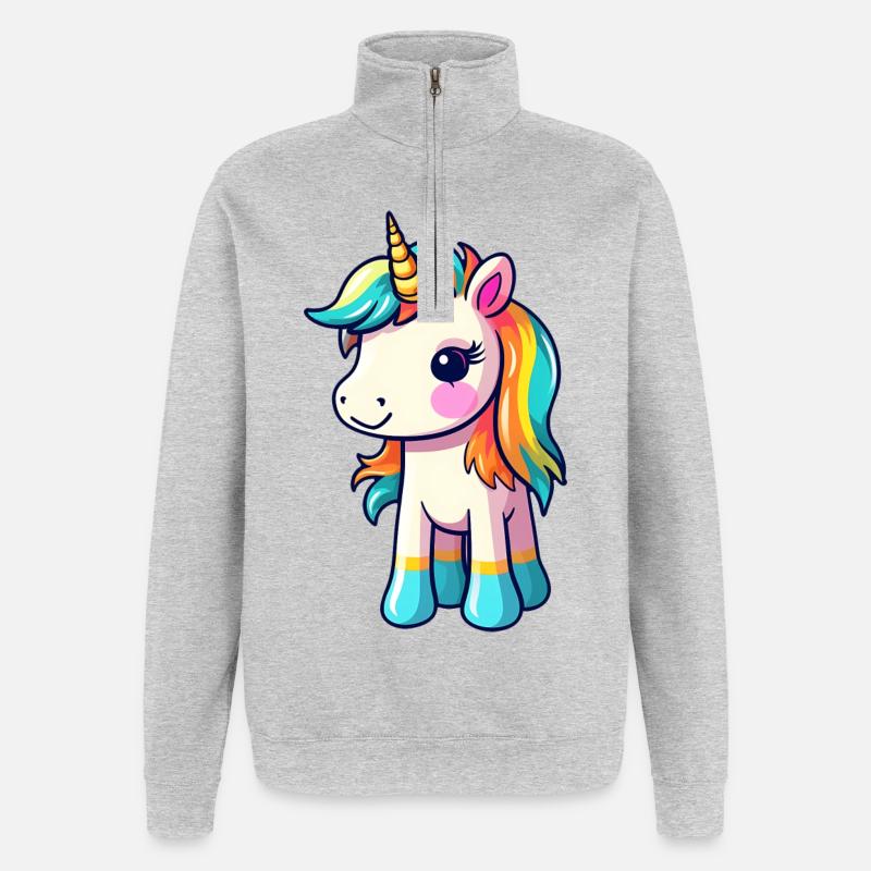 Einhorn-Pride-Design | Einhorn | Regenbogen - Quarter-Zip-Sweatshirt - Grau meliert