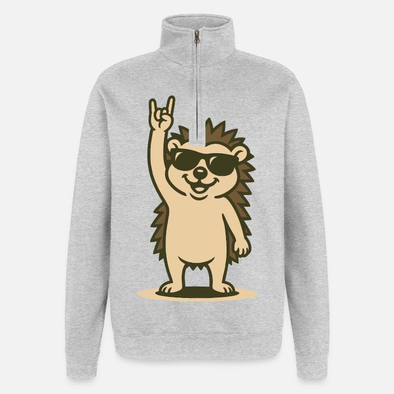 Rock’n’Roll Hérisson Bébé - Sweat à zip 1/4 - gris chiné