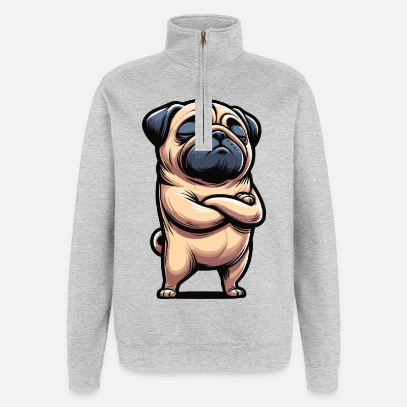 Mops Möpse Mopsbesitzer Mopsliebhaber Mopshalter - Quarter-Zip-Sweatshirt - Grau meliert