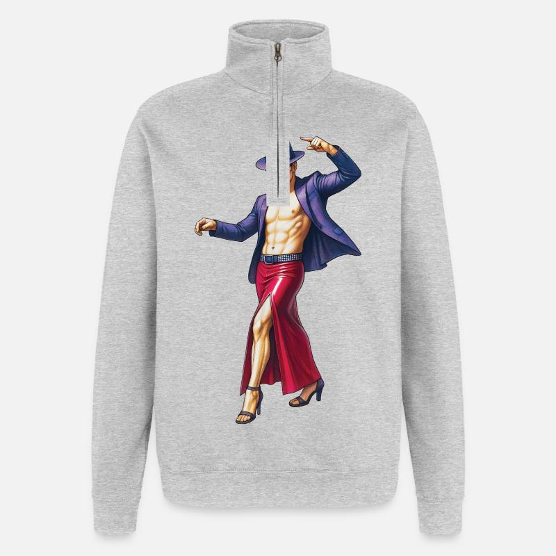 GO TANGO – nette Leute - Quarter-Zip-Sweatshirt - Grau meliert