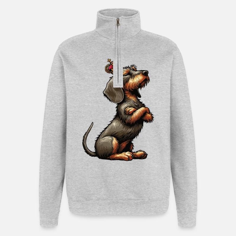 Rauhaardackel Dackel Dackelbesitzer Teckel Tekkel - Quarter-Zip-Sweatshirt - Grau meliert