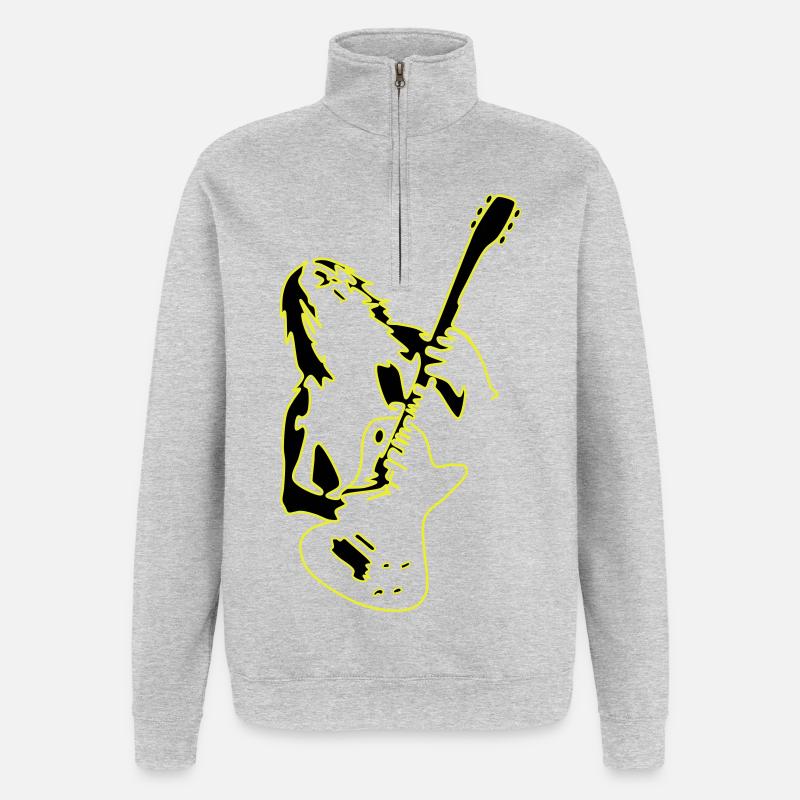 Rock' Roll, c’est la vie ✔ - Sweat à zip 1/4 - gris chiné