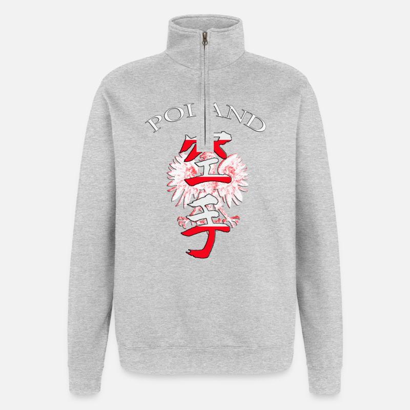 Poland Eagle Symbol Cultural Statement Design - Quarter-Zip-Sweatshirt - Grau meliert