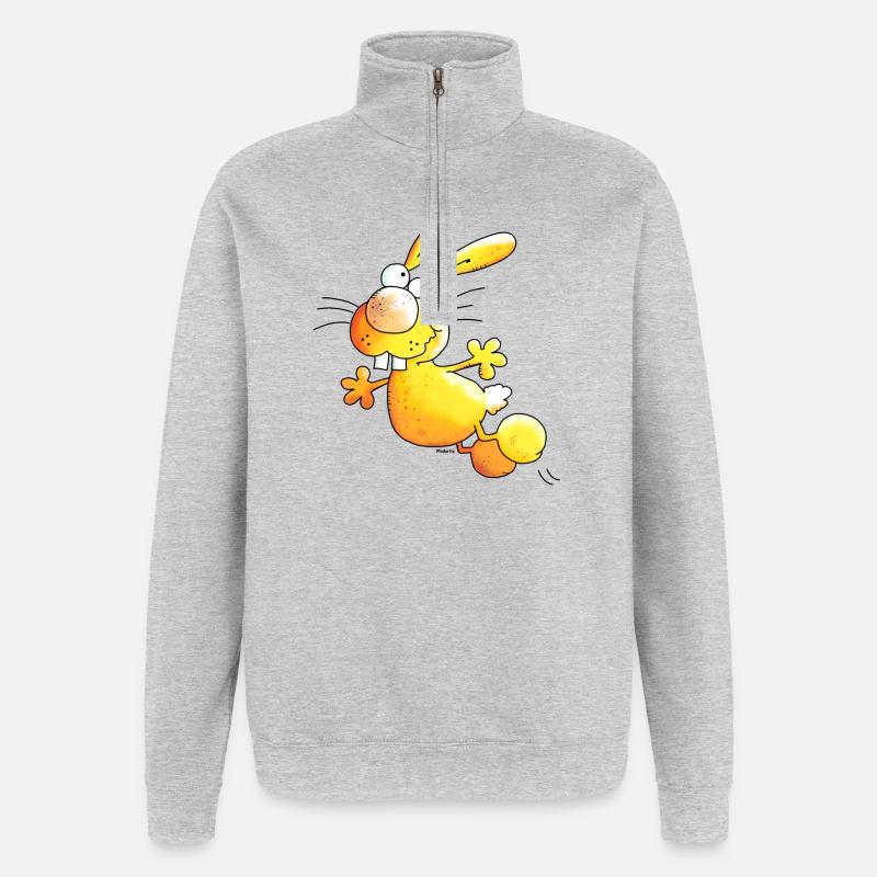 Crazy Rabbit - Lapin - Sweat à zip 1/4 - gris chiné