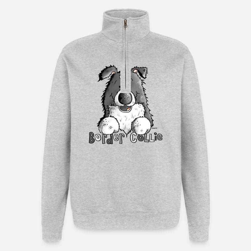 Petit Boder Collie - Chien de Berger - Sweat à zip 1/4 - gris chiné