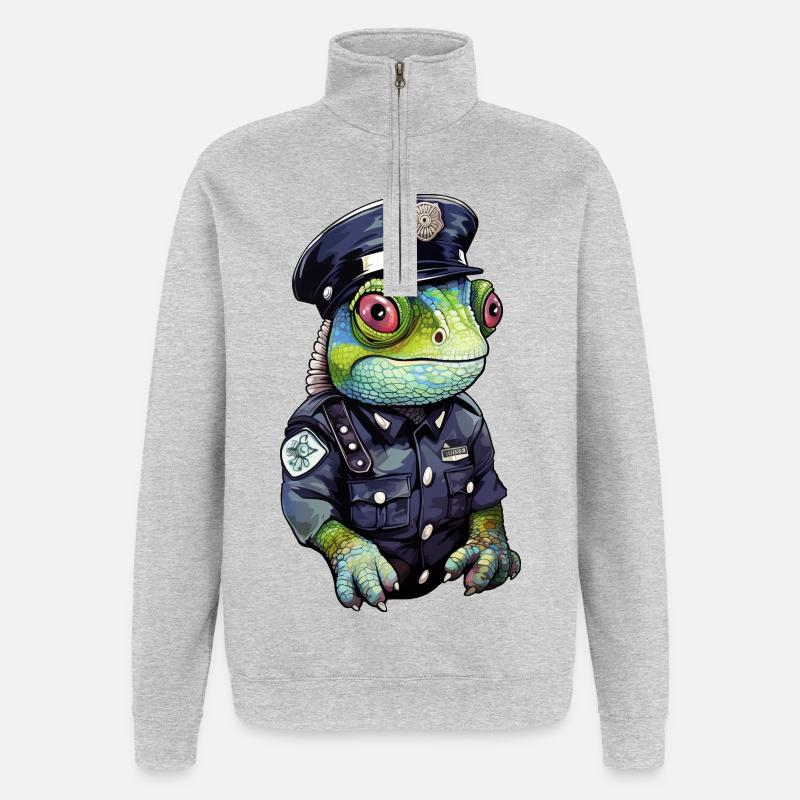 Policière caméléon - Sweat à zip 1/4 - gris chiné