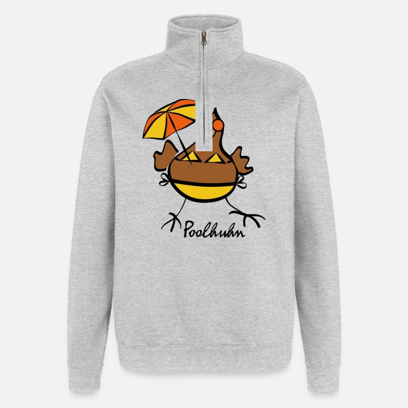 RIKELS Design: Poolhuhn 2026 - Quarter-Zip-Sweatshirt - Grau meliert