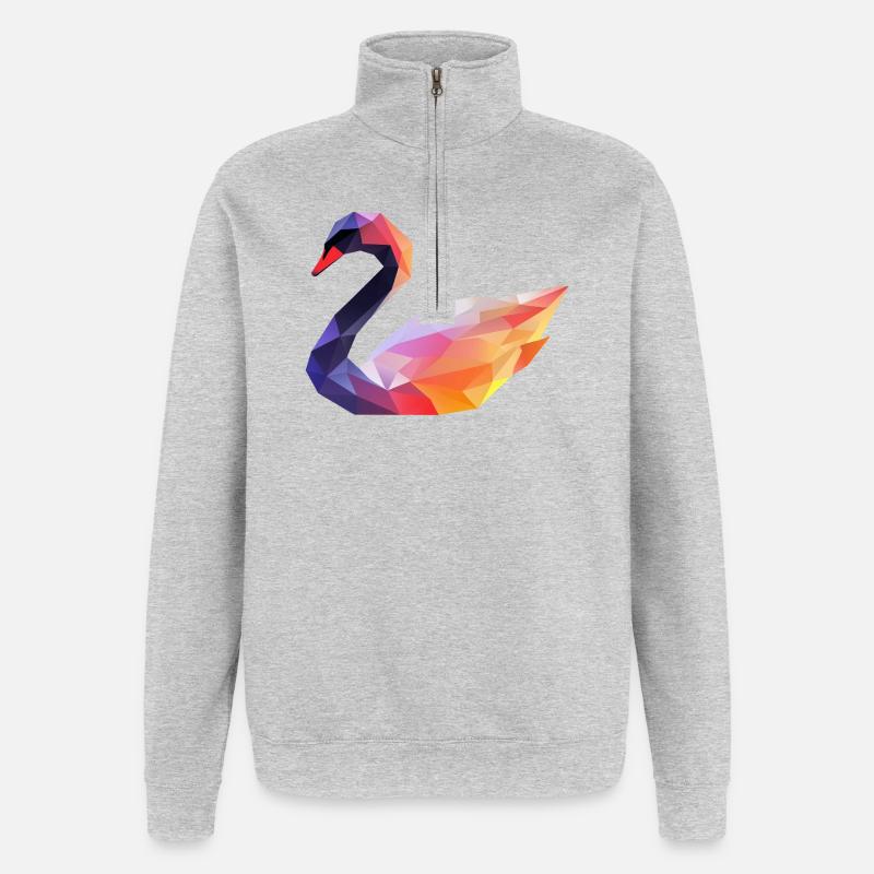 Farbiger Geometrischer Schwan Logo - Quarter-Zip-Sweatshirt - Grau meliert