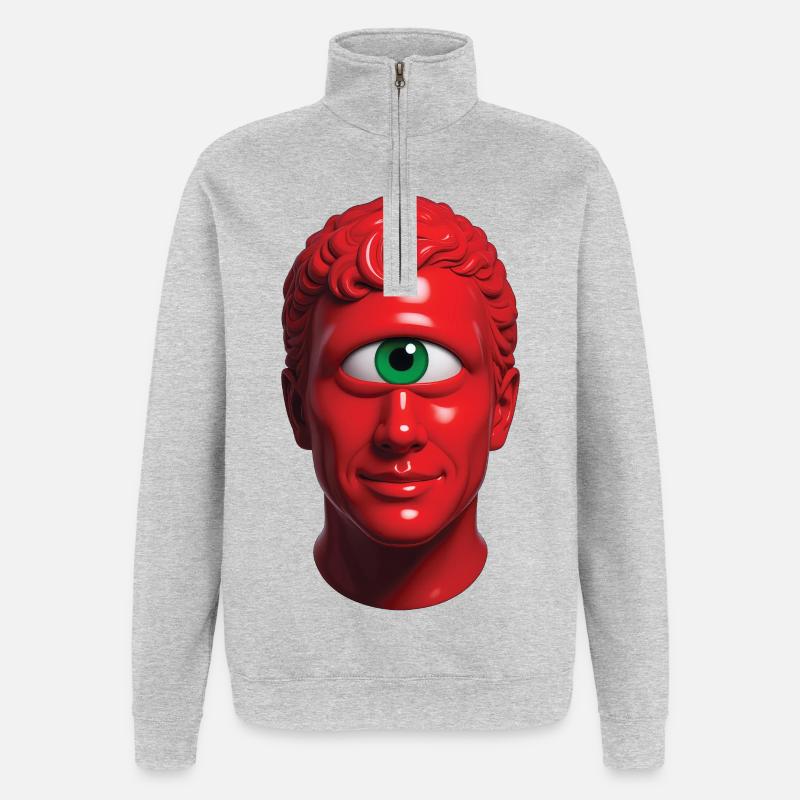 CYCLOP MAN - nice people - Sweat à zip 1/4 - gris chiné