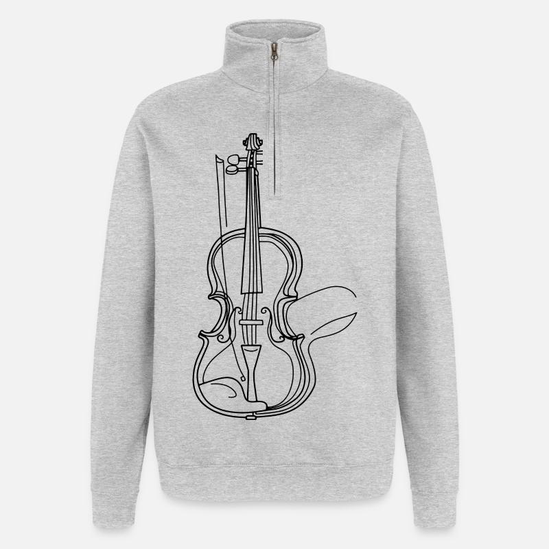 Dessin de violon - Sweat à zip 1/4 - gris chiné
