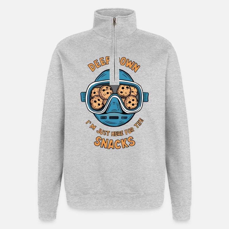 I Dive Deep for Snacks - Quarter-Zip Sweatshirt - heather grey