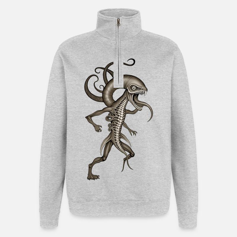 BUG #1 – dunkle Hölle - Quarter-Zip-Sweatshirt - Grau meliert