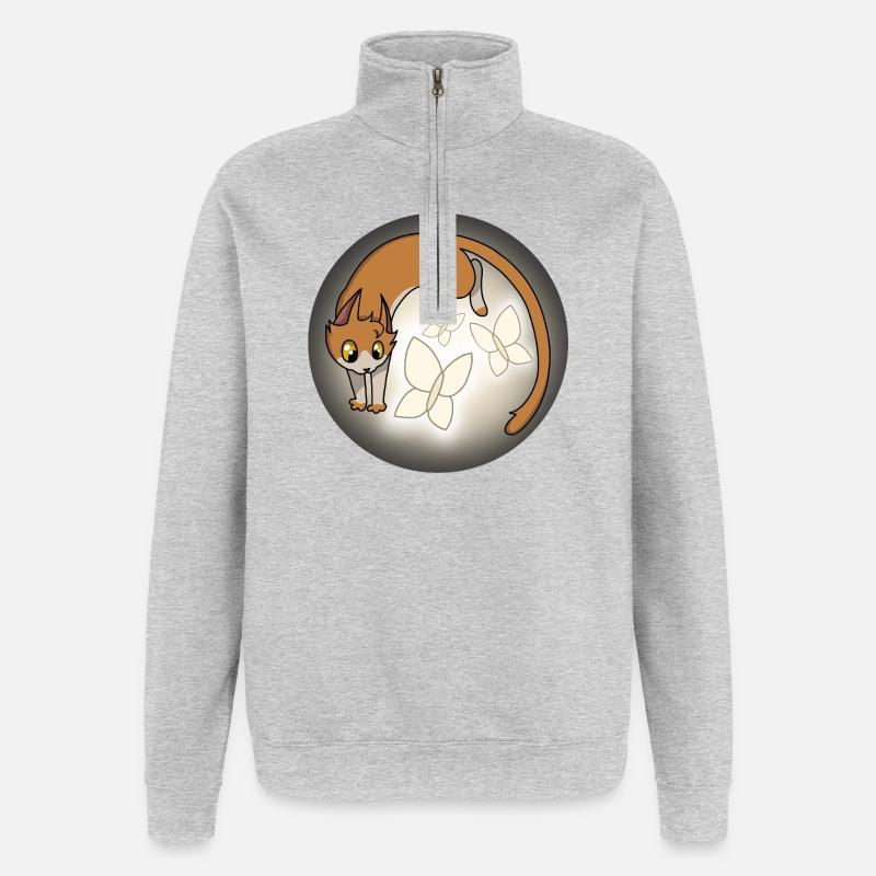 Schnurrhaare des Lichts - Quarter-Zip-Sweatshirt - Grau meliert
