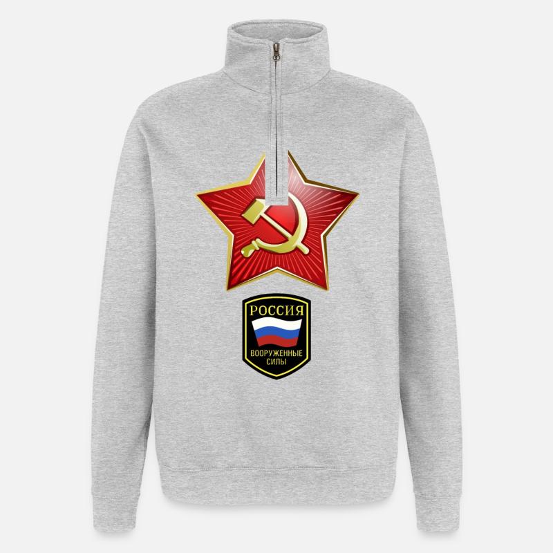 Hammer & Sichel Russie - Sweat à zip 1/4 - gris chiné