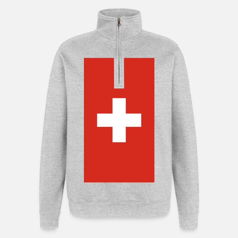 Telefon-Fall der Schweizer Flagge - Quarter-Zip-Sweatshirt - Grau meliert