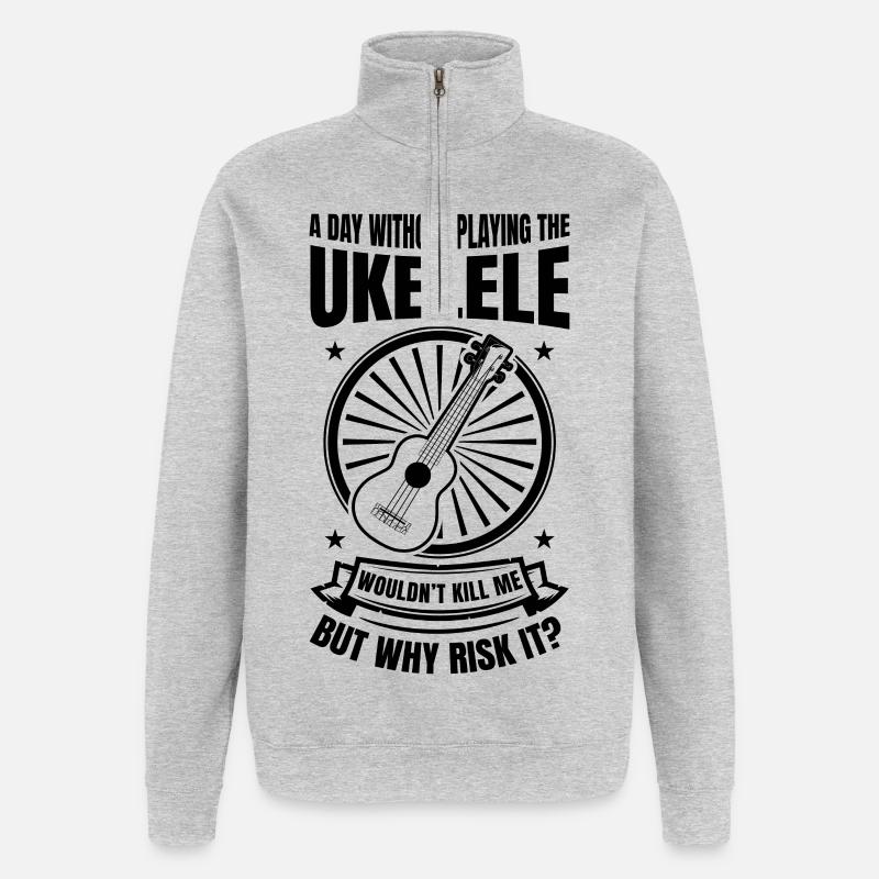 Ukulele Lehrer Scherz - Quarter-Zip-Sweatshirt - Grau meliert
