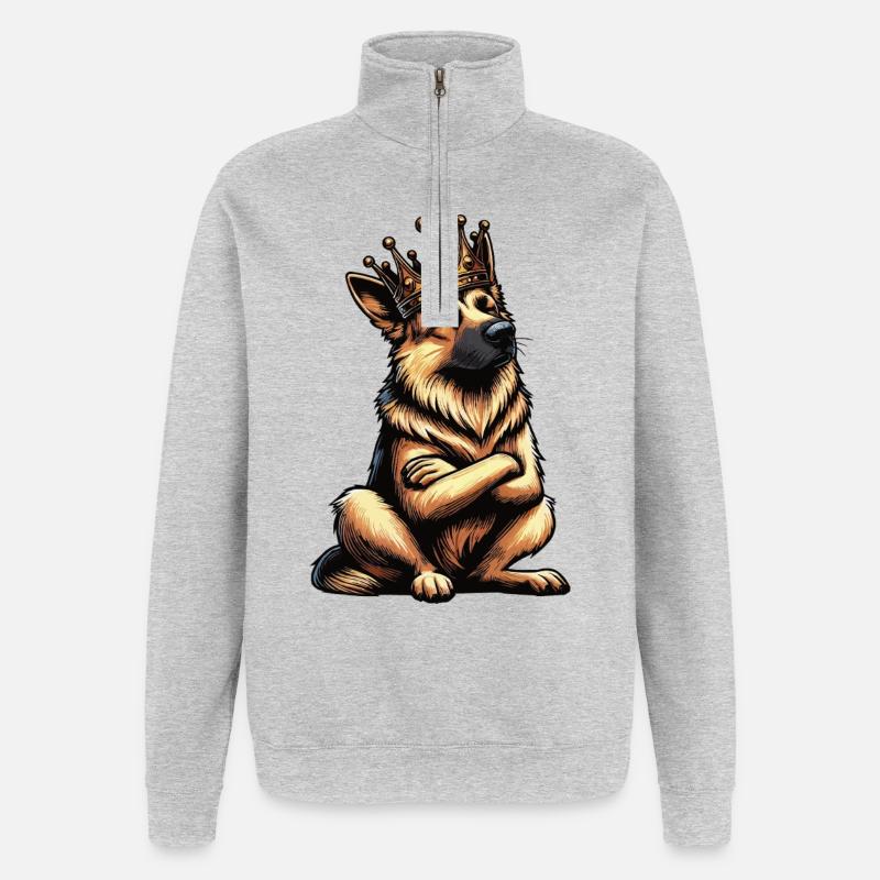Deutscher Schäferhund Schäferhunde Schäferhunde - Quarter-Zip-Sweatshirt - Grau meliert