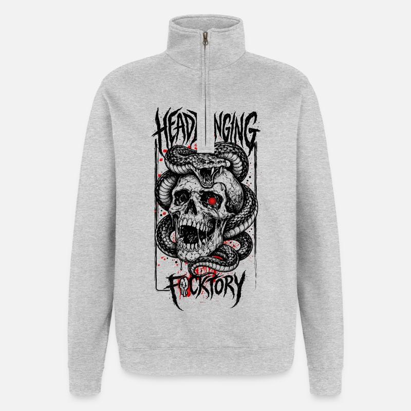 calavera_serpiente - Sweat à zip 1/4 - gris chiné