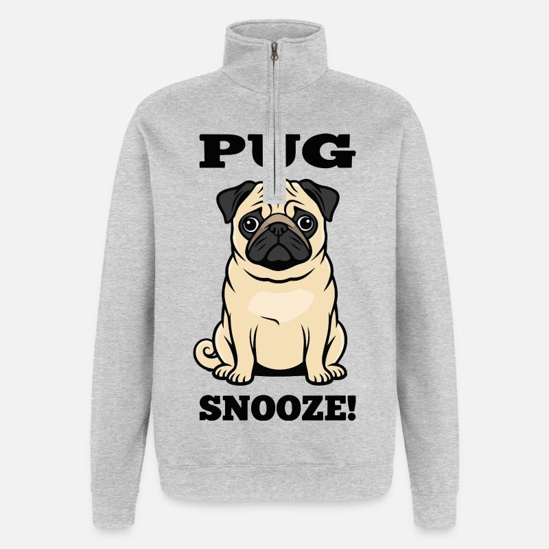 Pug Dog Mops Snooze Hundebegleiter - Quarter-Zip-Sweatshirt - Grau meliert