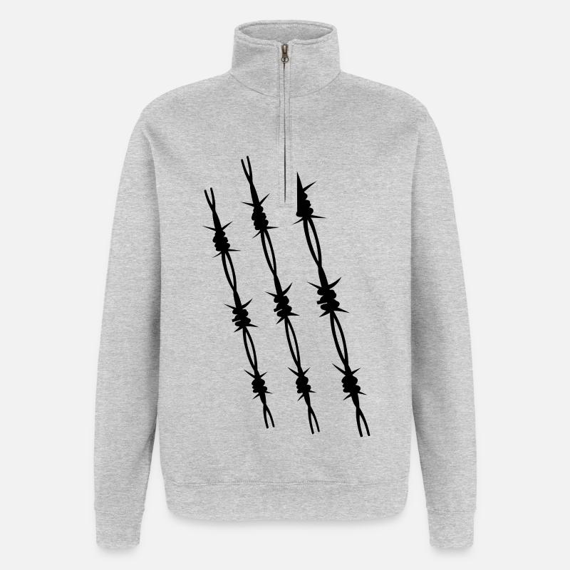 Stacheldraht 3 - Quarter-Zip-Sweatshirt - Grau meliert