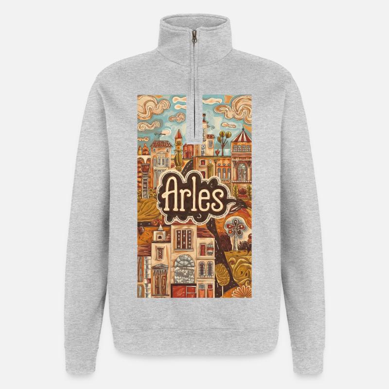 Arles Townscape Dreamscape - Sweat à zip 1/4 - gris chiné