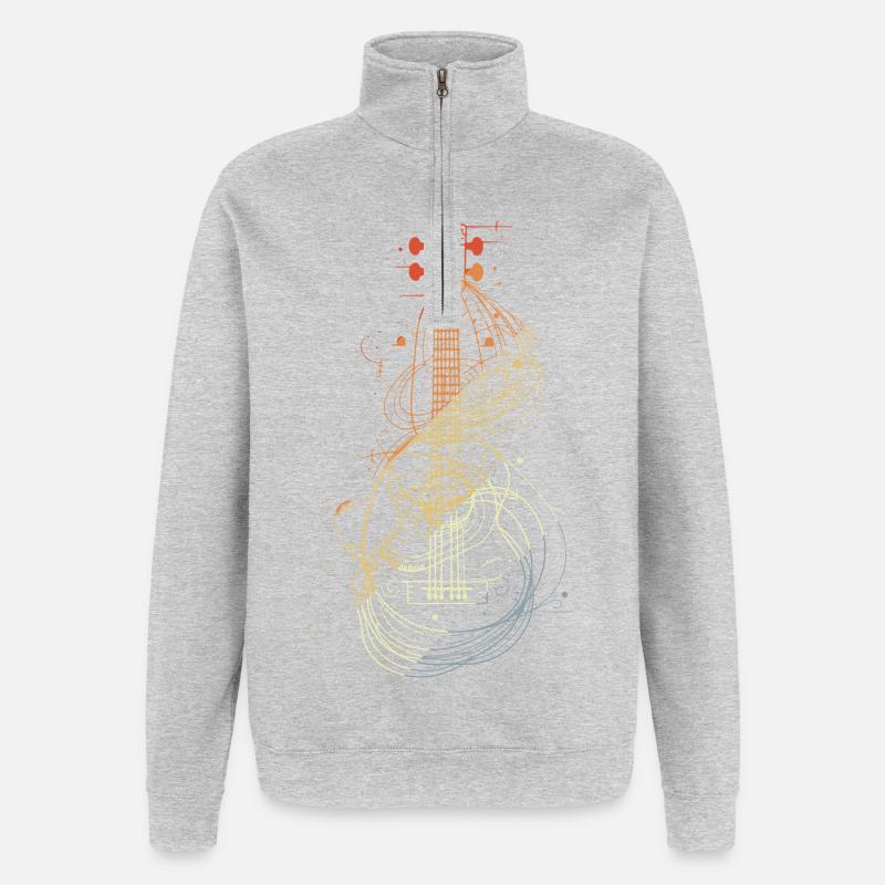 Ukulele Skizze Retro Style - Quarter-Zip-Sweatshirt - Grau meliert