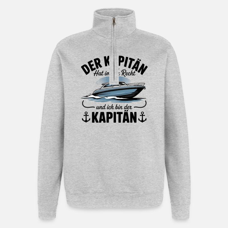 Capitaine de bateau, permis de bateau - Sweat à zip 1/4 - gris chiné