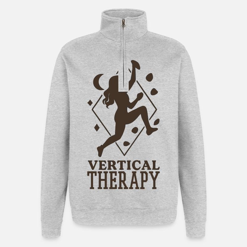 Vertical Therapy: Bouldering & Climbing Boho Design - Quarter-Zip Sweatshirt - heather grey