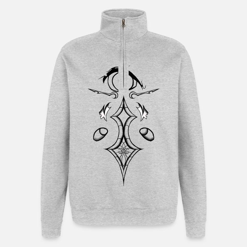Silhouette de l’œil nocturne - Sweat à zip 1/4 - gris chiné