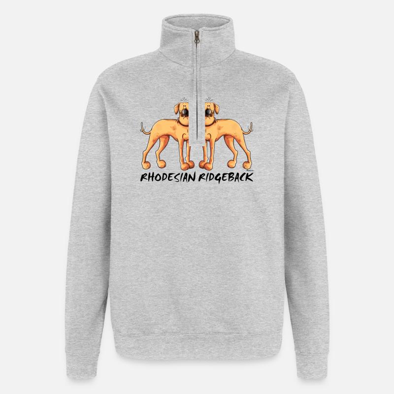 Rhodesian Ridgeback Duo - Quarter-Zip-Sweatshirt - Grau meliert