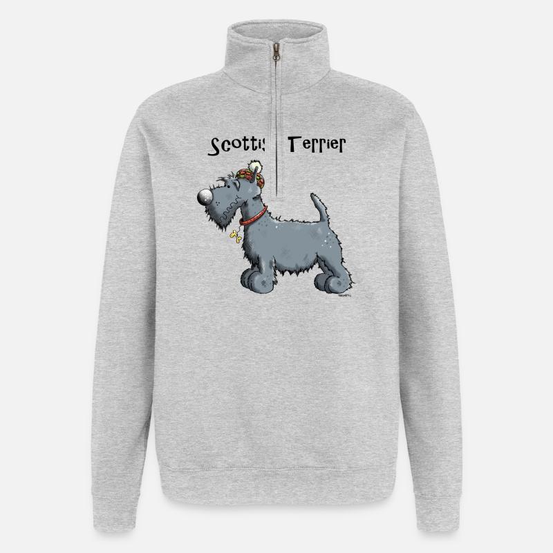Silvius der Scottish Terrier - Quarter-Zip-Sweatshirt - Grau meliert