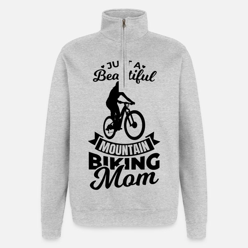 Mountainbiking Mutter - Quarter-Zip-Sweatshirt - Grau meliert