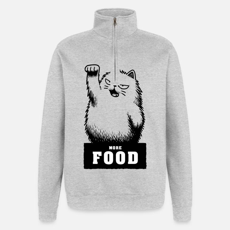 Plus de nourriture - Sweat à zip 1/4 - gris chiné