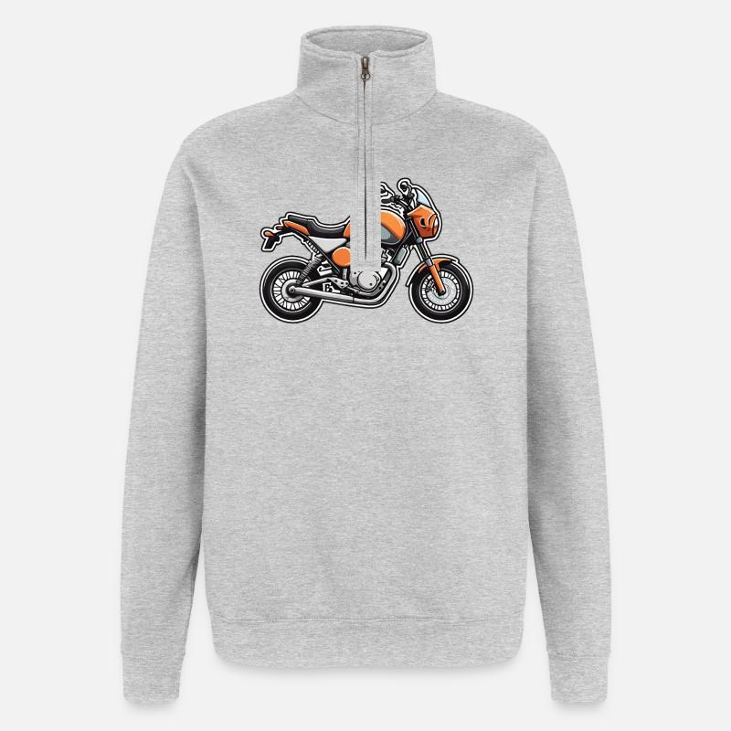 Orange Cruiser Motorcycle Art - Quarter-Zip Sweatshirt - heather grey