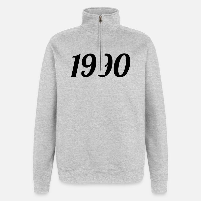 1990 - Sweat à zip 1/4 - gris chiné