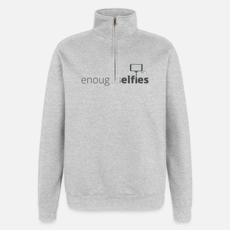 Enough_dark - Sweat à zip 1/4 - gris chiné
