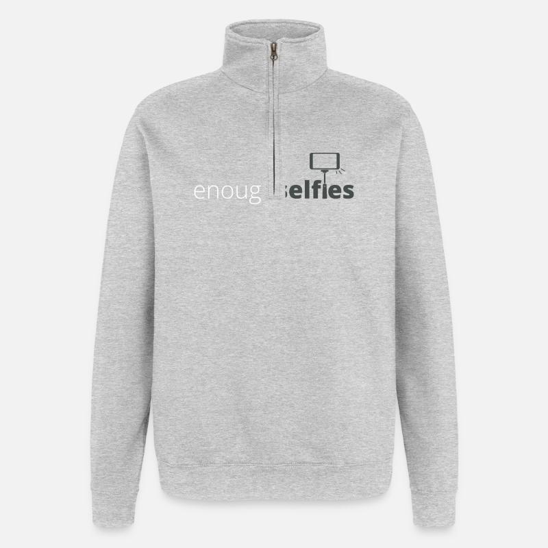 Enough_white - Sweat à zip 1/4 - gris chiné