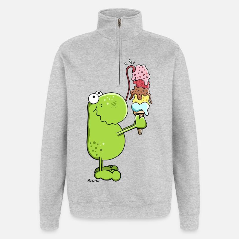 Frog with Ice Cream - Quarter-Zip Sweatshirt - heather grey
