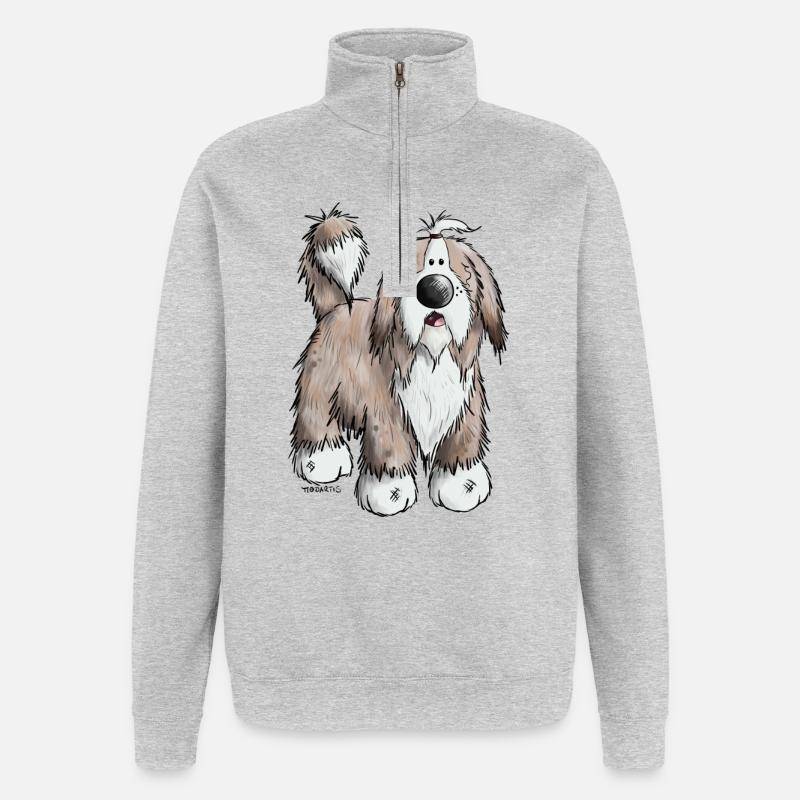 Der Bearded Collie - Quarter-Zip-Sweatshirt - Grau meliert