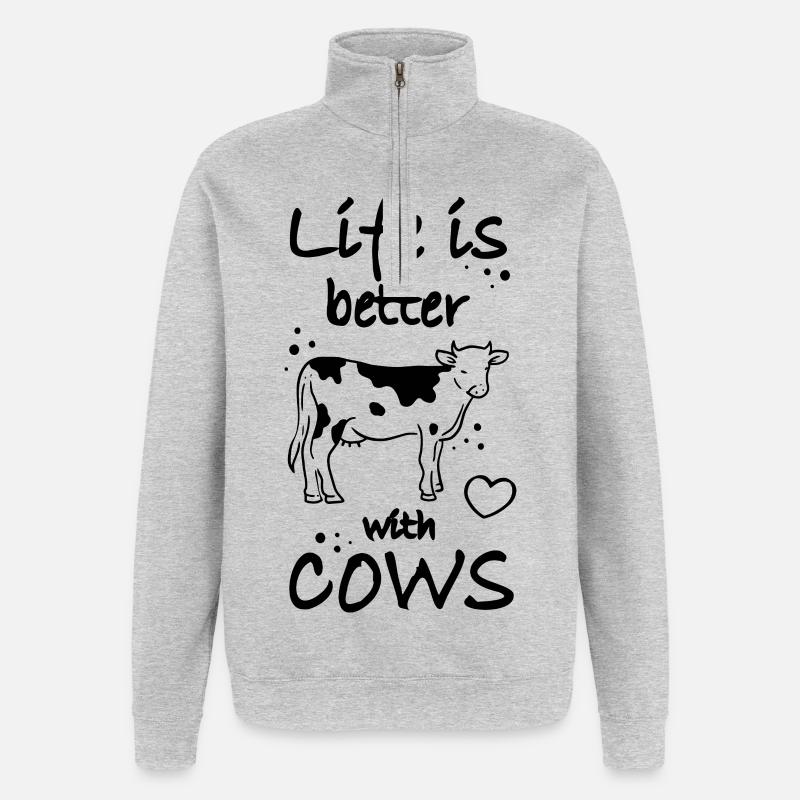 Éleveur de vaches - Sweat à zip 1/4 - gris chiné