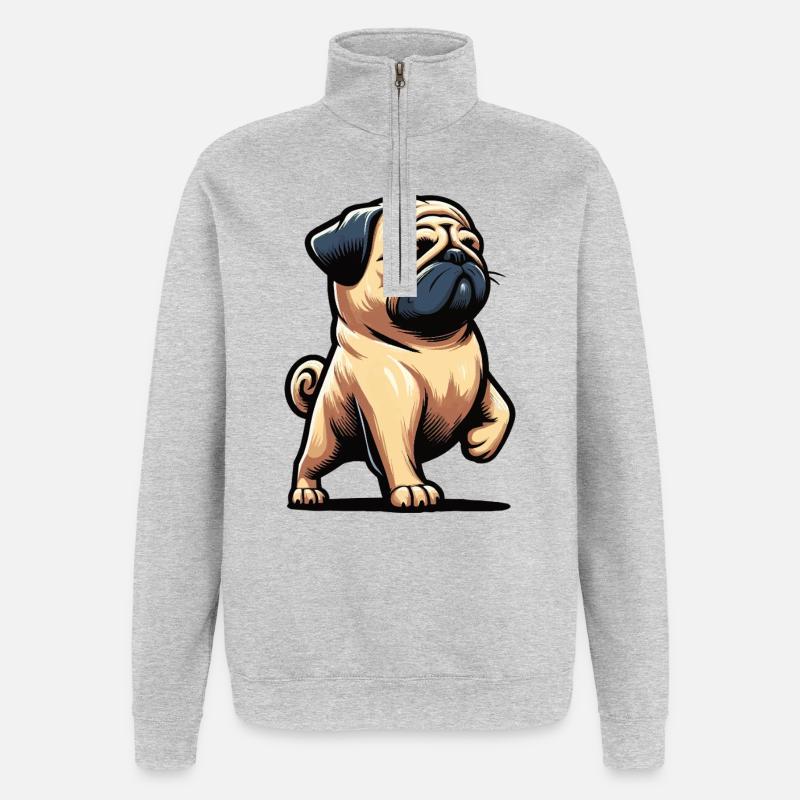 Mops Möpse Mopsbesitzer Mopsliebhaber Mopshalter - Quarter-Zip-Sweatshirt - Grau meliert