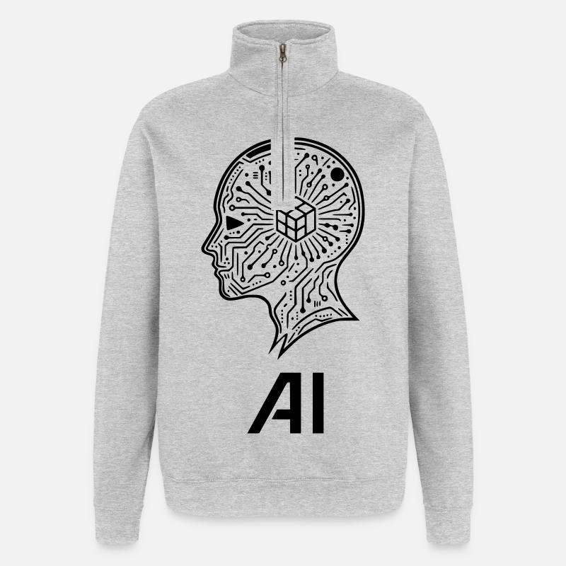 intelligence artificielle - Sweat à zip 1/4 - gris chiné