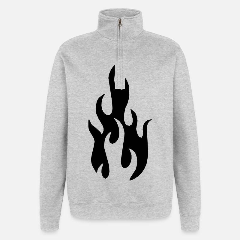 Flamme - Sweat à zip 1/4 - gris chiné