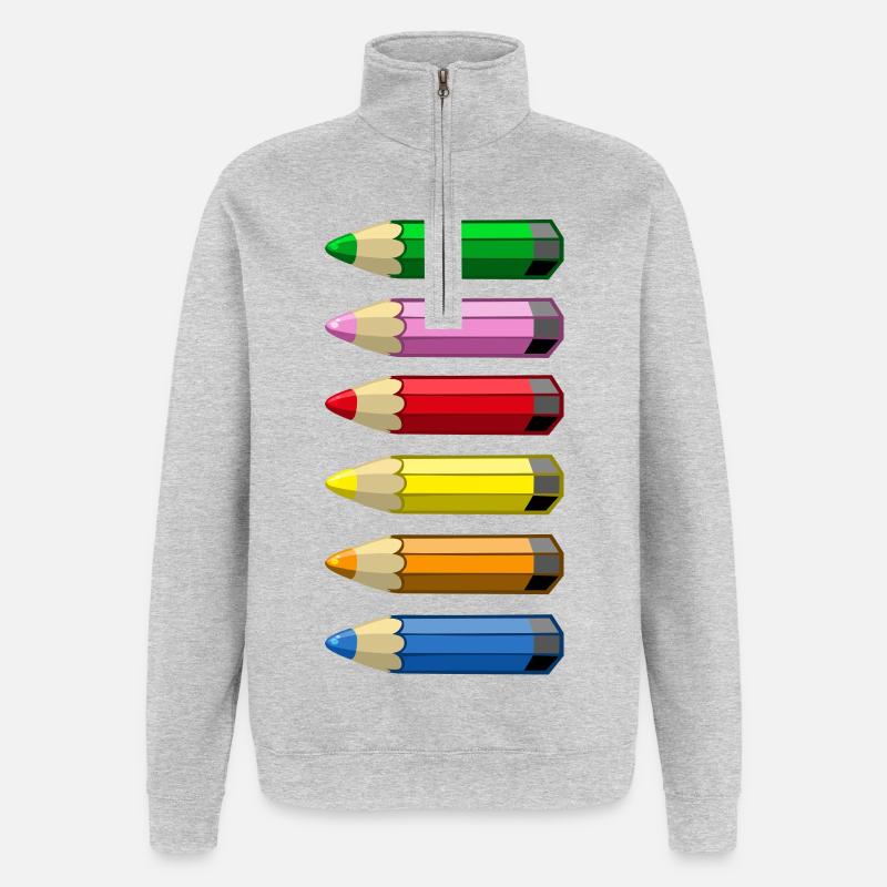 Buntstifte - Quarter-Zip-Sweatshirt - Grau meliert